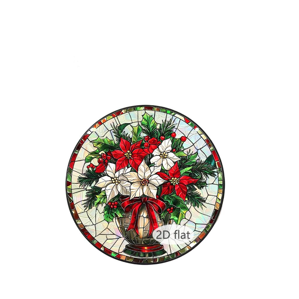 Claus Riding An Elk 2D Acrylic Color Film Color Hanging Window Decoration Porch Decoration