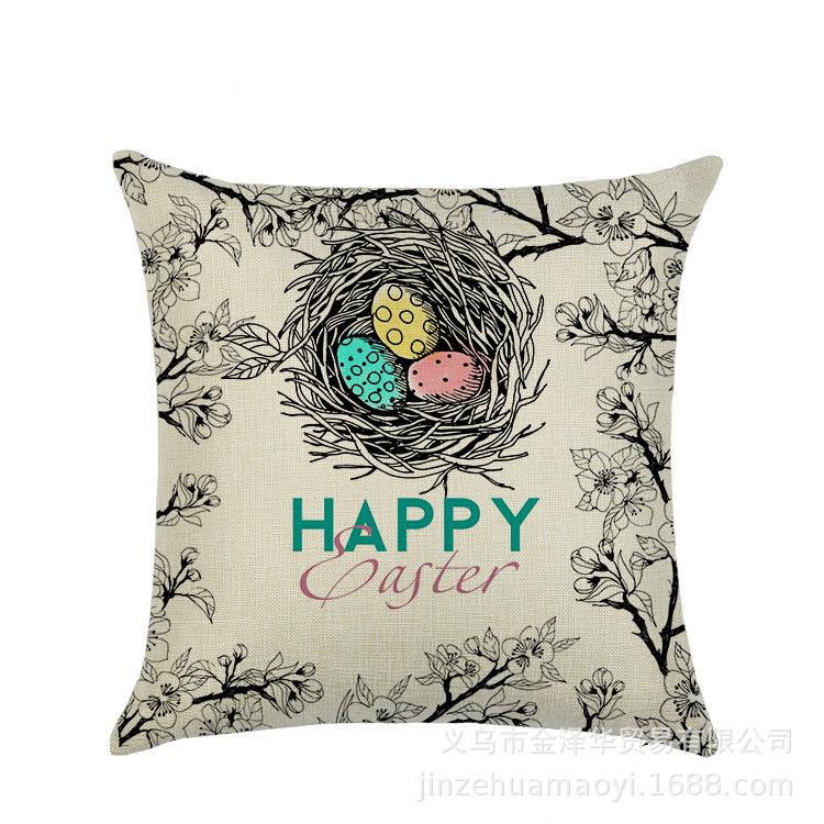 Watercolor Bunny Egg Easter Pillow Cover Nordic Office Sofa Polyester Cushion Cover Home Furnishings