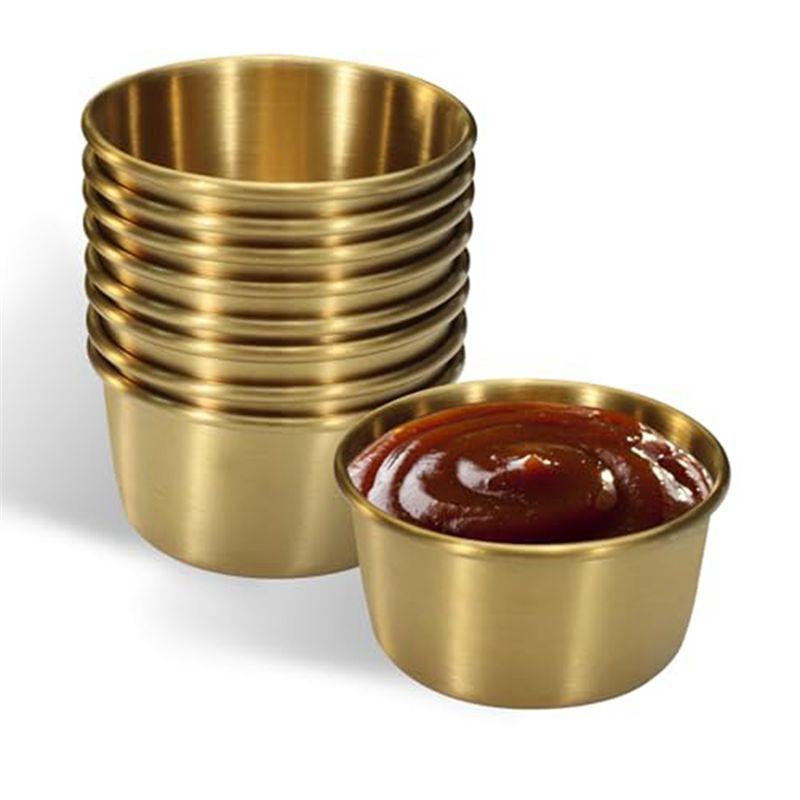 

Good-6Pcs 2 Oz Stainless Steel Dipping Sauce Cup, Mini Dip Bowls, Reusable Metal Condiment Cups Ramekins Containers Durable (Gol золотой