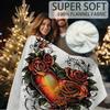 1pc Vintage Heart & Rose Tattoo Design Soft Warm Blanket, 60x80 Inch, All-Season Multi-Purpose Cozy Throw for Dorm, Camping