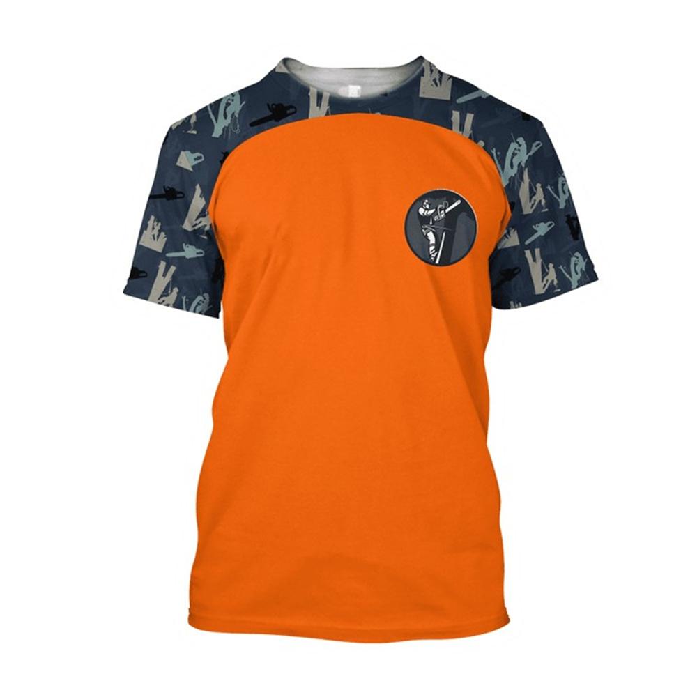 Summer Men'S Tooling T-Shirt Lumberjack Quick-Drying Short-Sleeved 3d T-Shirt Oversized Loose Sports Cool O Collar Casual Top