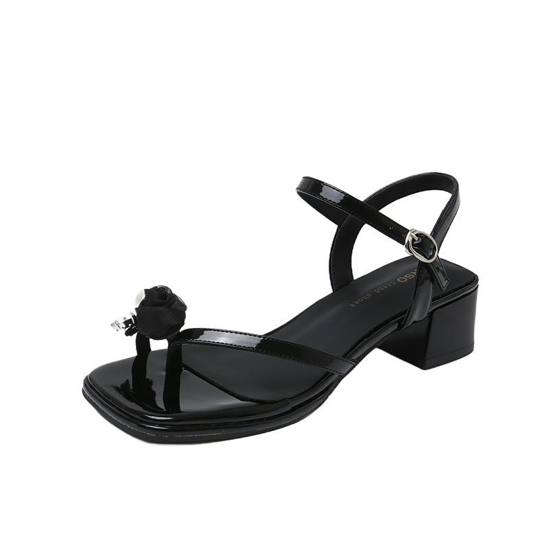 2025 Summer New Thick Heel Women's Shoes Fashion Versatile Niche Temperament Explosion High Heel French Fairy