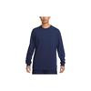 Solid Color Brand Logo Crew Neck Pullover Long Sleeve T-Shirt Men Tops Navy DO7391-410