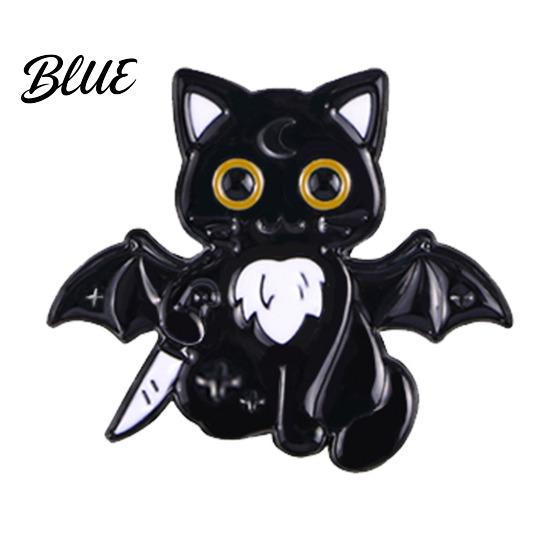 Versatile Enamel Brooch Craft Halloween Cartoon Black Cat Skeleton Shape
