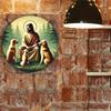 Jesus & Hunde Retro Runde Aluminiumblechschild UV-Tinte Wasserdicht Hauswanddekoration