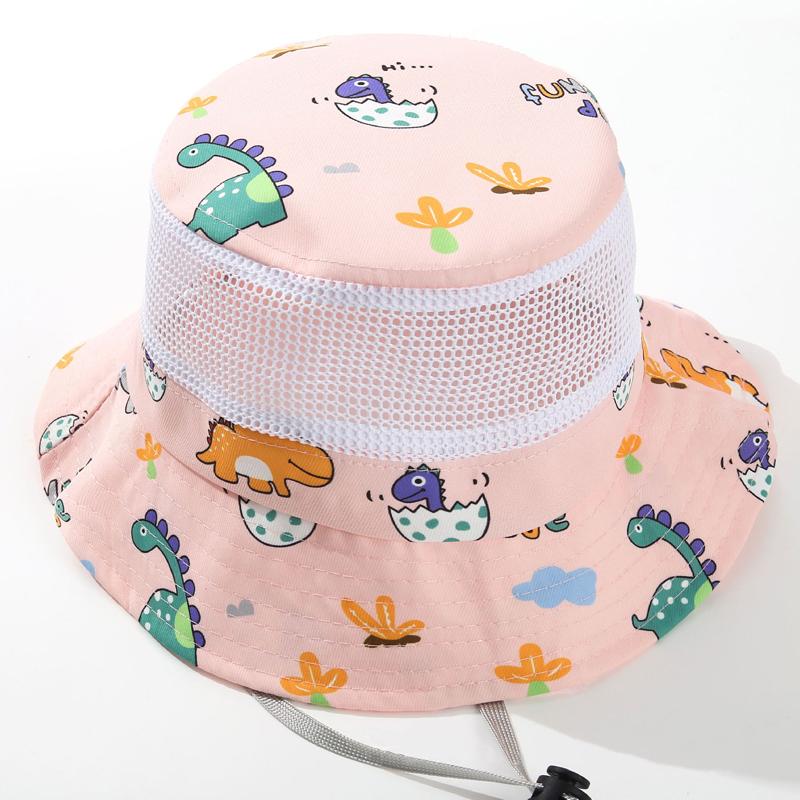 New Children Summer Hat Mesh Cartoon Beach Kids Sun Hats for Girls Boys Dinosaur Outdoor Travel Child Cap Kids Bucket Hats 3-8Y