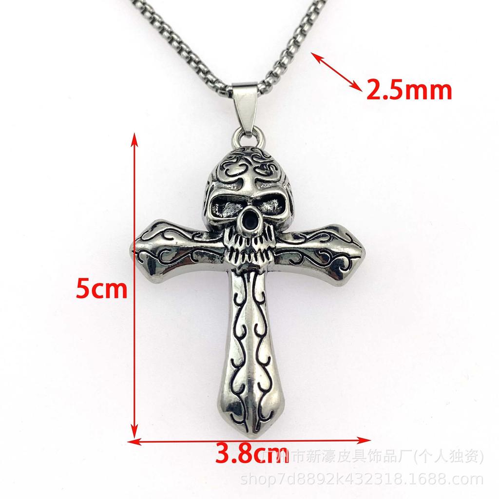 Alloy Skull Pendant Titanium Steel Necklace Halloween Trendy Men Sweater Chain Accessories