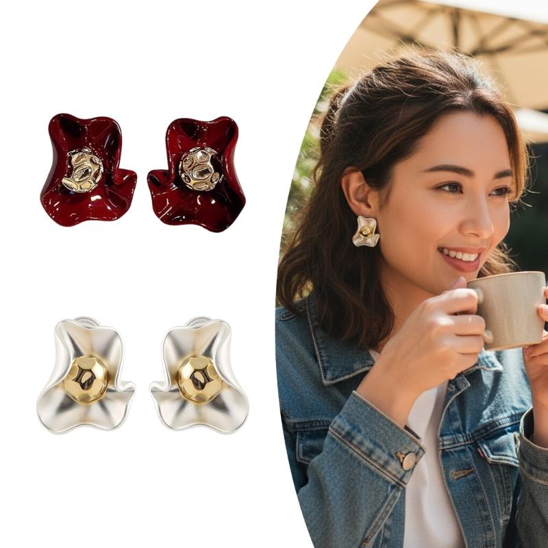 Floral Studs Earrings Irregular Petals Ear Studs For Weddings Travel Accessories Comfortable Daily Wear Jewelry