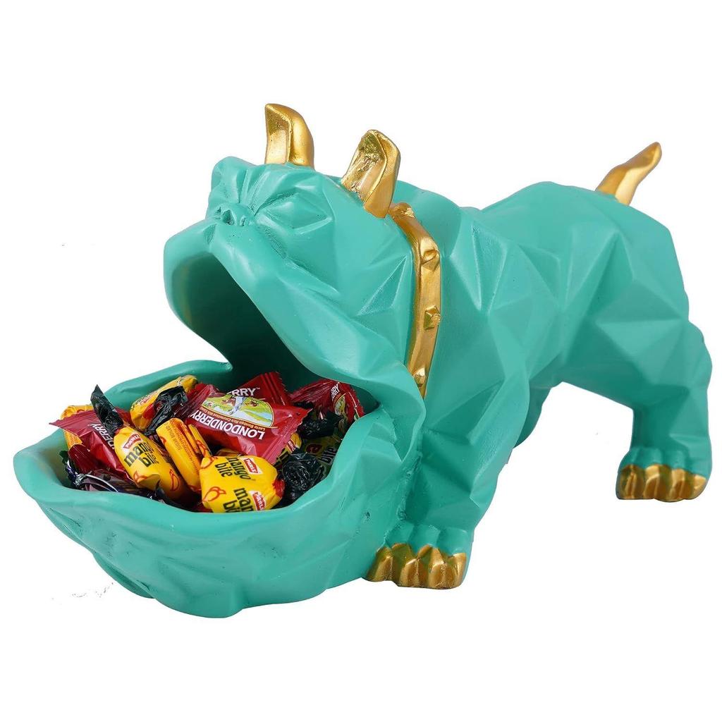 Resin Bulldog Design Storage Holder Dog Showpiece For Home Item, Animal Figurines For Home Shelves Decor Showpiece (Multicolor)., Pack of 1, Animal