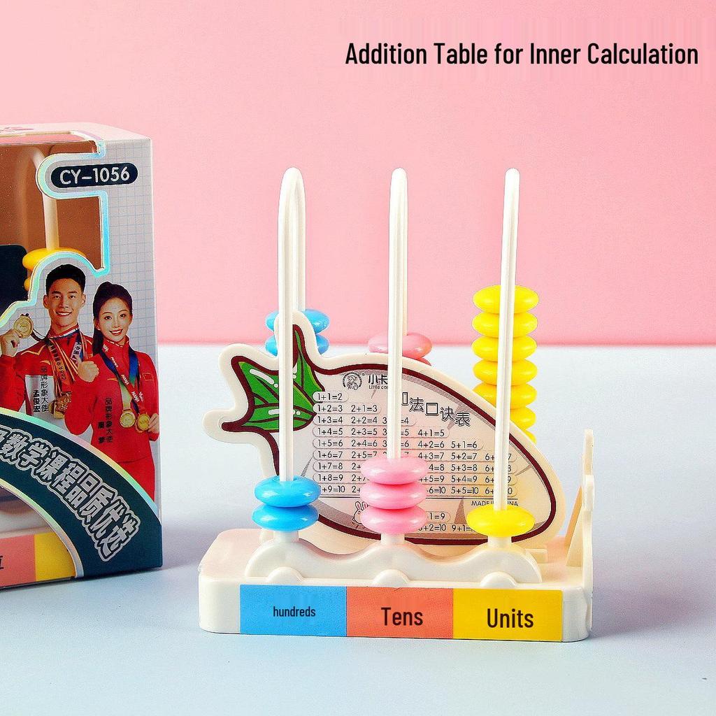 Little Carney Three-Row Abacus for First Grade - Large Beads for Children's Learning and Arithmetic Calculation