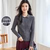 Jinjv Women's 100% Merino Wool Ribbed Cardigan