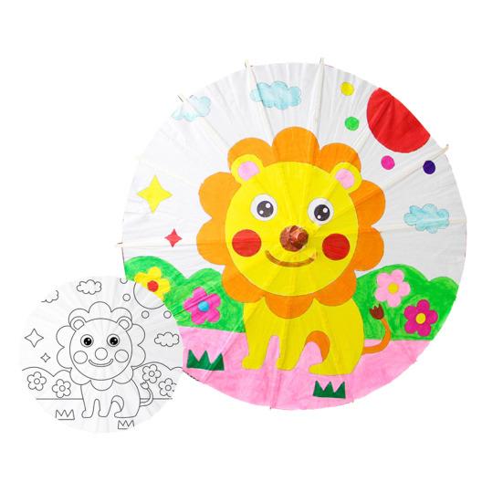 40/60CM DIY Hand-Painting Paper Umbrella Chinese Style Decorative White Oil-paper Umbrella with Wooden Handle Kids Coloring Oriental Umbrella Crafts