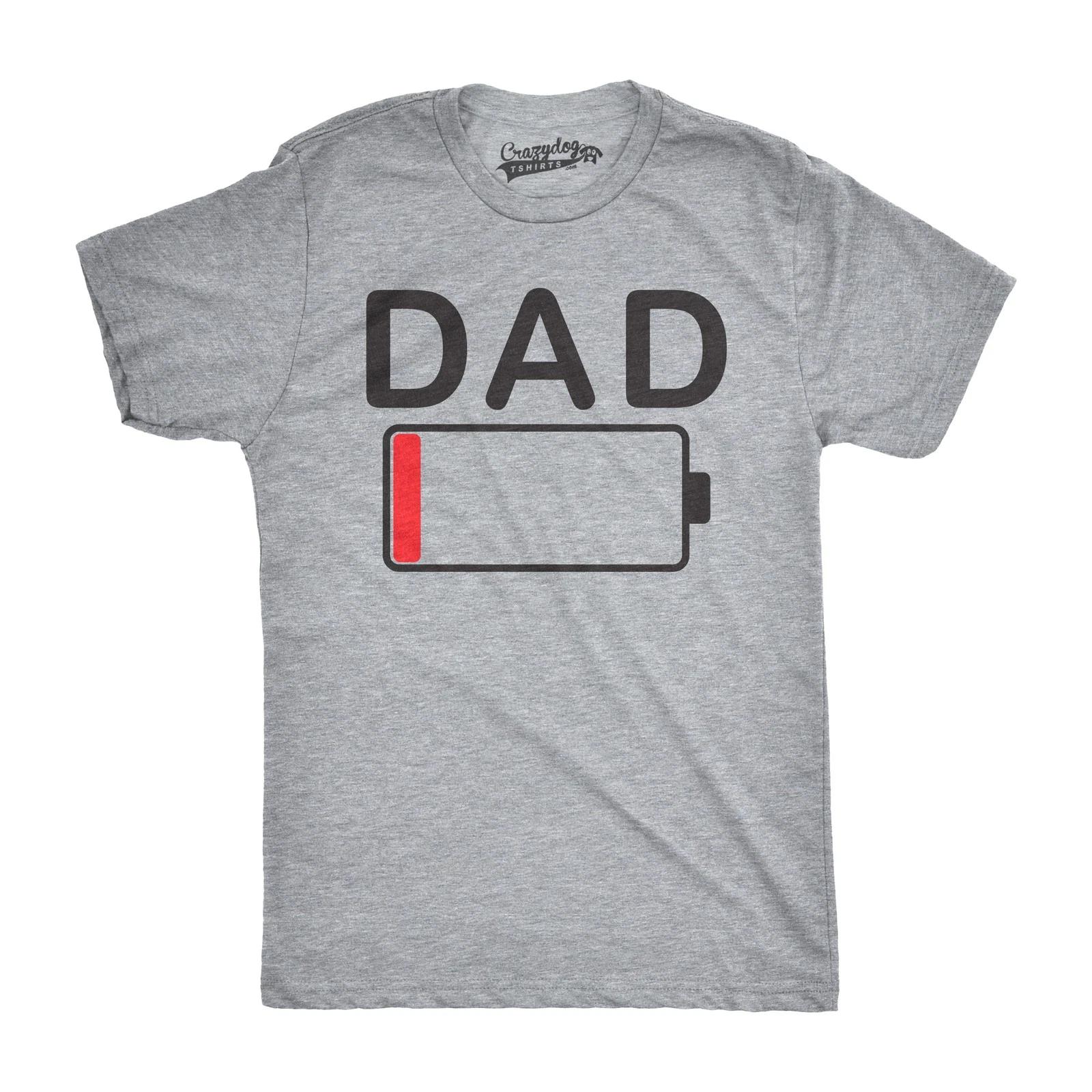 Mens Dad Battery Low Funny Sarcastic Graphic Tired Parenting Fathers Day T Shirt XXXXL