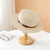 New French Style Flat Top Fashion Belt Decorative Straw Hat Summer Women's Travel Sun Protection Straw Visor Hat