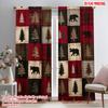 2pcs,2D Plane Printing Minimalist Curtains Deer and Bear Versatile Durable Polyester (without Rod) Decorations Inside Perfect