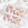1PC Pink Dream Princess Gradual Change Smudge Flower Bow Handmade Gel Nail Patch