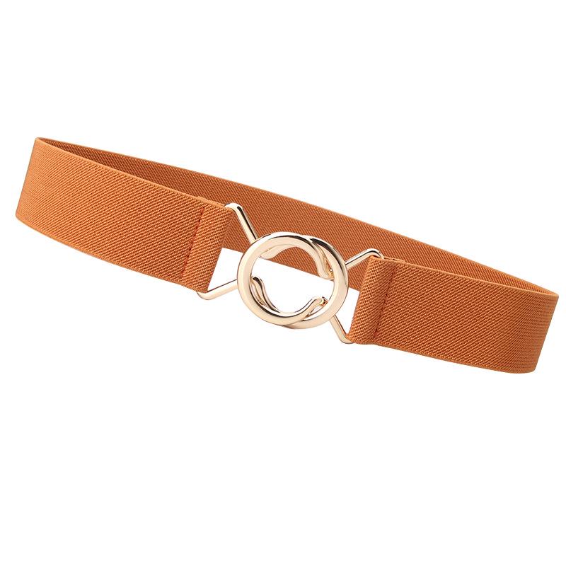 Japanese Minimalist Black Elastic Waist Belt for Women - Slimming Waistband with Round Ring Interlock