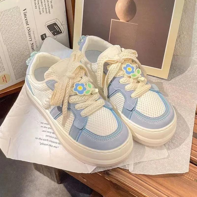 Spring Autumn New Breathable Mesh Women's Sports Shoes Comfort Lace Up Korean Woman Shoes Everyday Versatile Casual Flat Shoes