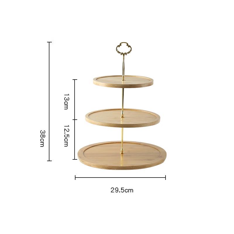 Bamboo Wood Tiered Serving Tray Set