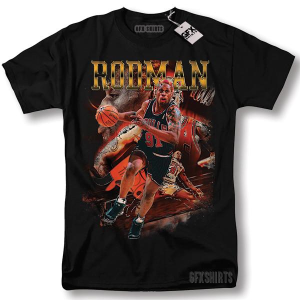 Деннис Родман Ретро НБА Чикаго Буллз Родзилла Червь Черная Футболка Унисекс Футболка M