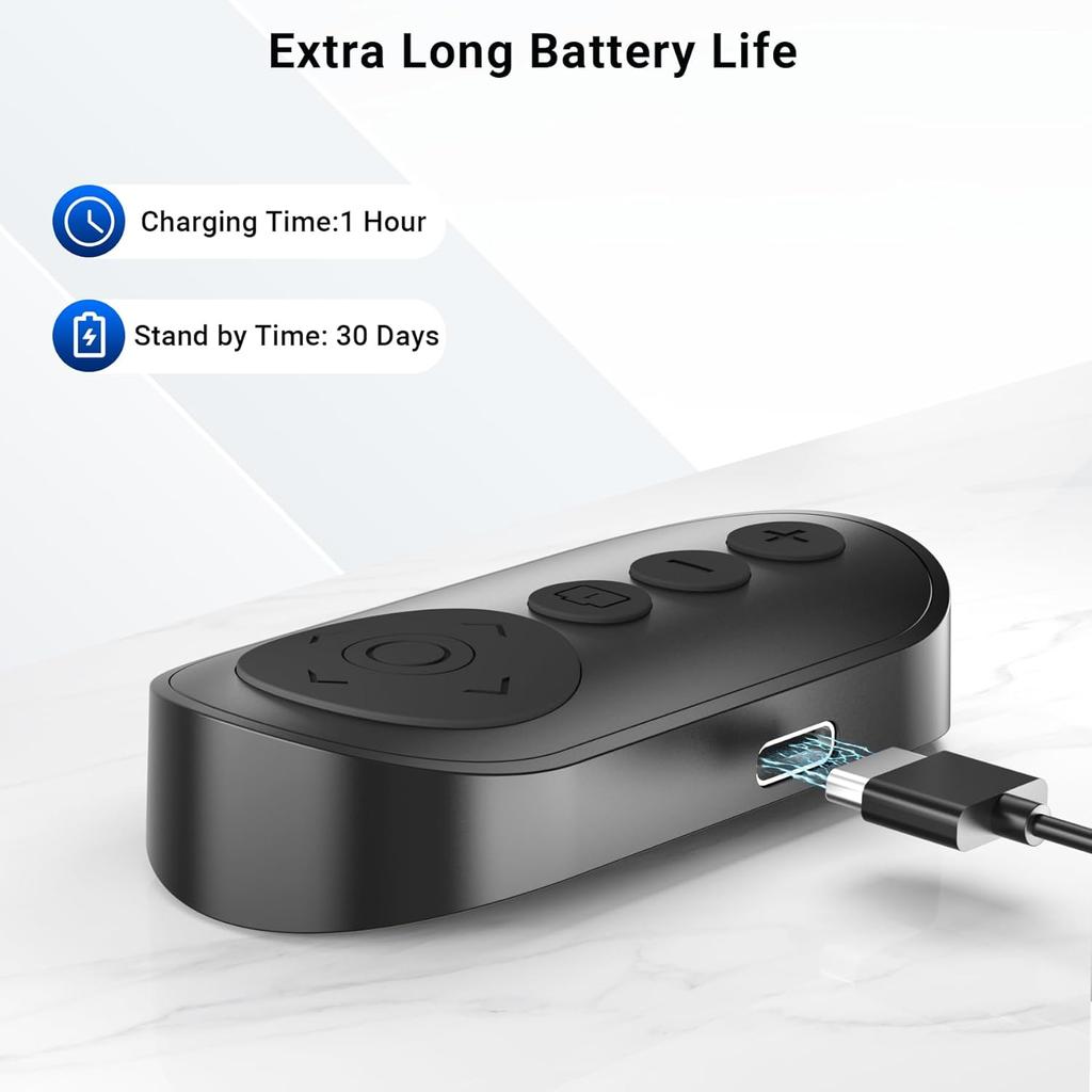 Wireless Camera Remote Control with Zoom for iPhone & Android, Versatile Shutter with Front/Rear Camera Switch for Photo & Video, Smartphone Remote