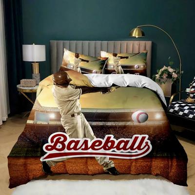 Juego de Cama de Béisbol Deportivo para Niño, Juegos de Funda Nórdica con Tamaño Queen, Funda de Edredón Deportiva para Niños Adolescentes Poliéster Funda de Edredón