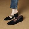 Fashion NEW Spring/Autumn Women Pumps Square Toe Chunky Heel Shoes Sheep Suede Leather Shoes for Women Concise Slip-on Mary Janes Shoes