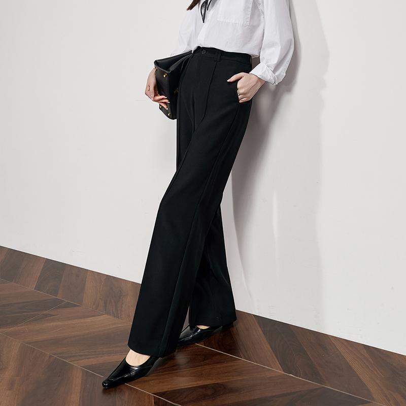 Casual and Free Suit with Floor Length Pants for Women, Simple Three-dimensional Cut, Casual Wide Leg Pants for Women