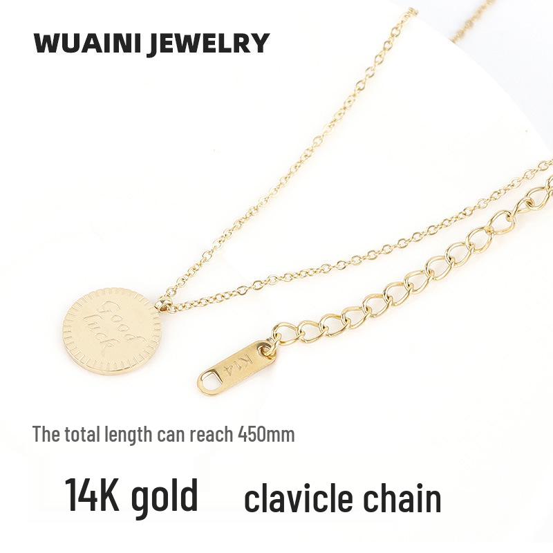 Minimalist Lucky Round Pendant Necklace - Fashionable, Versatile, Stackable Clavicle Chain for Women