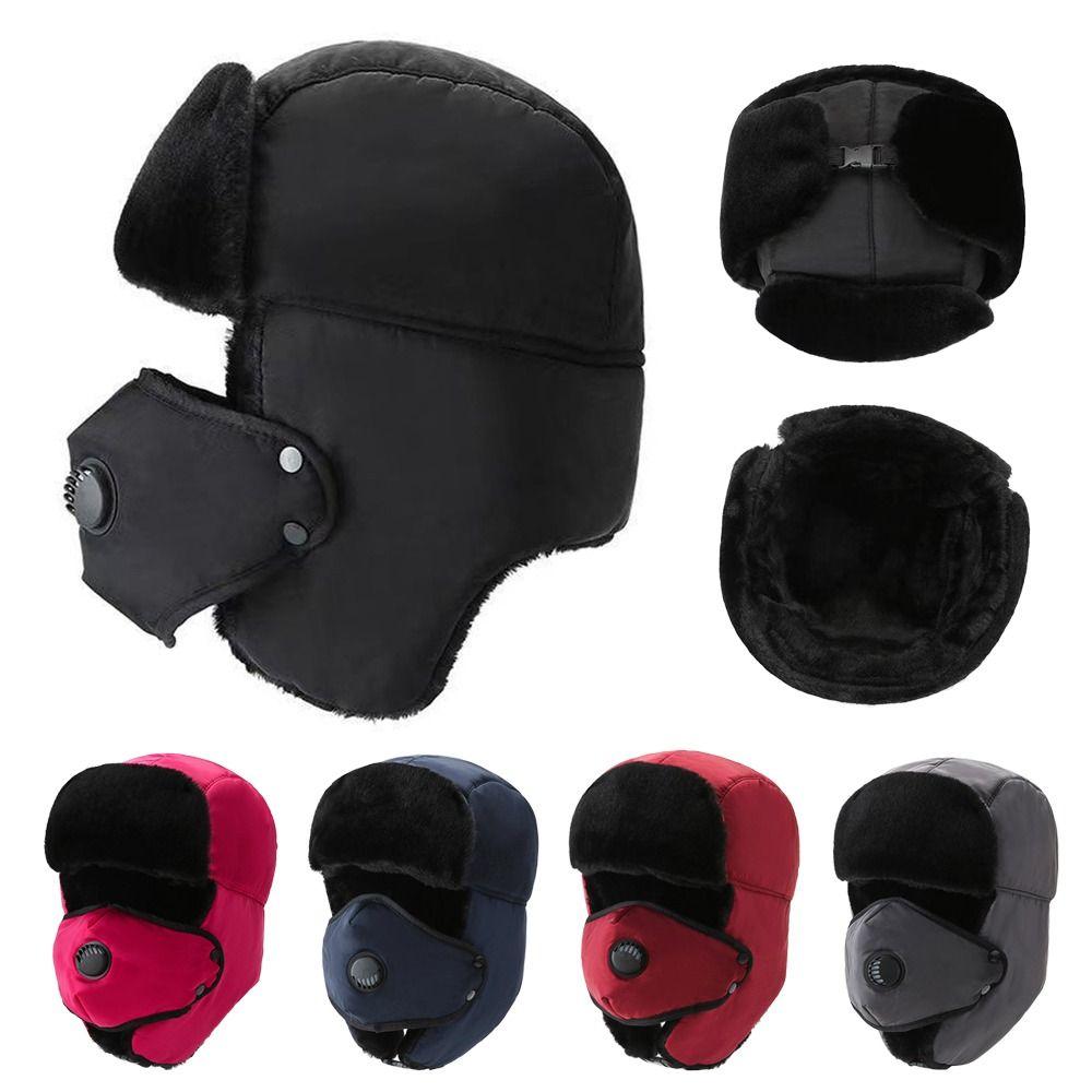 Warm Beanie Russian Caps Thick Earflap Pilot Caps Outdoors Bomber Hat for Men Women