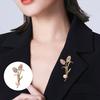 Women Brooch Sparkling Cubic Zirconia Imitation Pearl Decor Tulip Design Lapel Pin Sweater Scarf Holder Jewelry Accessories