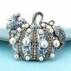 1Pcs Unisex Rhinestone Plants Halloween Party Brooch Pins Gifts Vintage Pearl Pumpkin Brooches For Women
