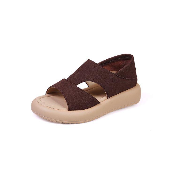 Leather open-toed soft leather sandals fashion retro versatile flat non-slip fashion casual shoes single shoes
