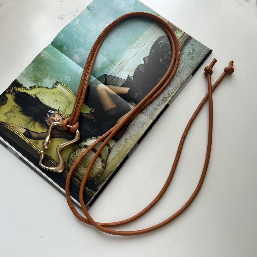 Long Women Thin Belt Rope Knotted Dress Coat Waistband String Waist Belt Ladies Black Straps