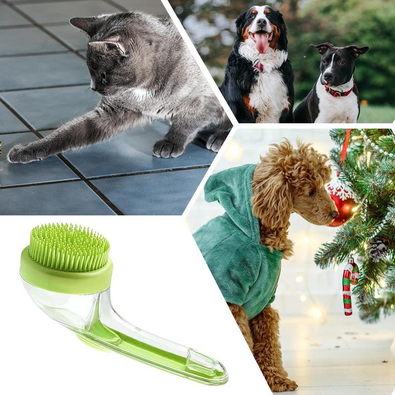 Pet Bath Massage Brush Soft Silicone Bristle Scrubbing Cleaner with Ergonomic Handle for Indoor Outdoor Bathing Shower Spa