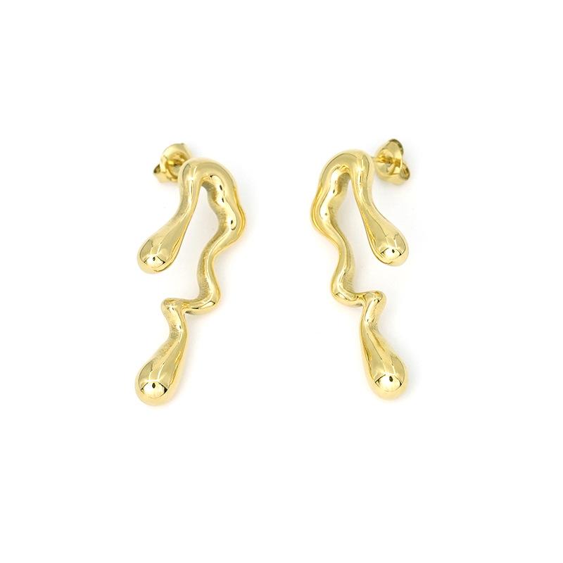 Stainless Steel Earrings European and American Jewelry 18K Gold Stud Earrings Real Gold Electroplated Versatile Ear Jewelry