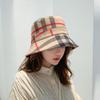 Plaid Bucket Hat Women, Autumn and Winter New Japanese Ins Basin Hat Small Brim Fashionable Versatile British Top Hat Foldable Tide
