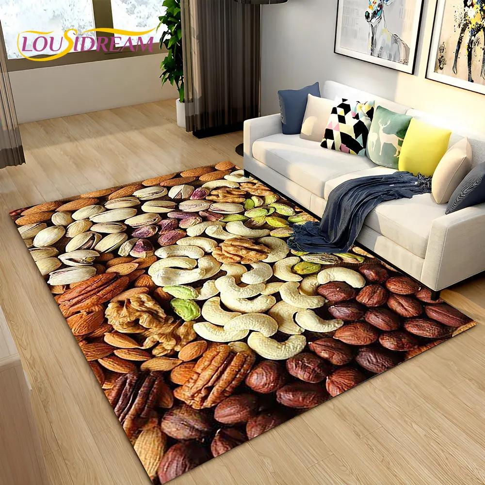 Vegetable Grains Spice Fruit Seasoning Area Rug,Carpet Rug for Living Room Bedroom Sofa Doormat Kitchen Decor,Non-slip Floor Mat