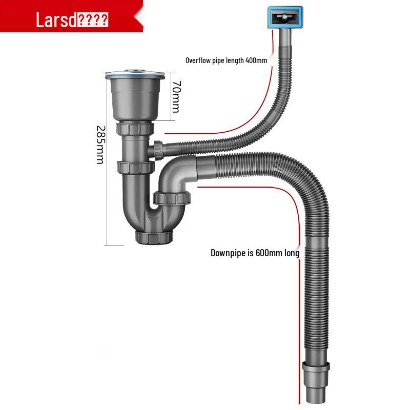 Larsd Kitchen Single Sink Drain Pipe Set