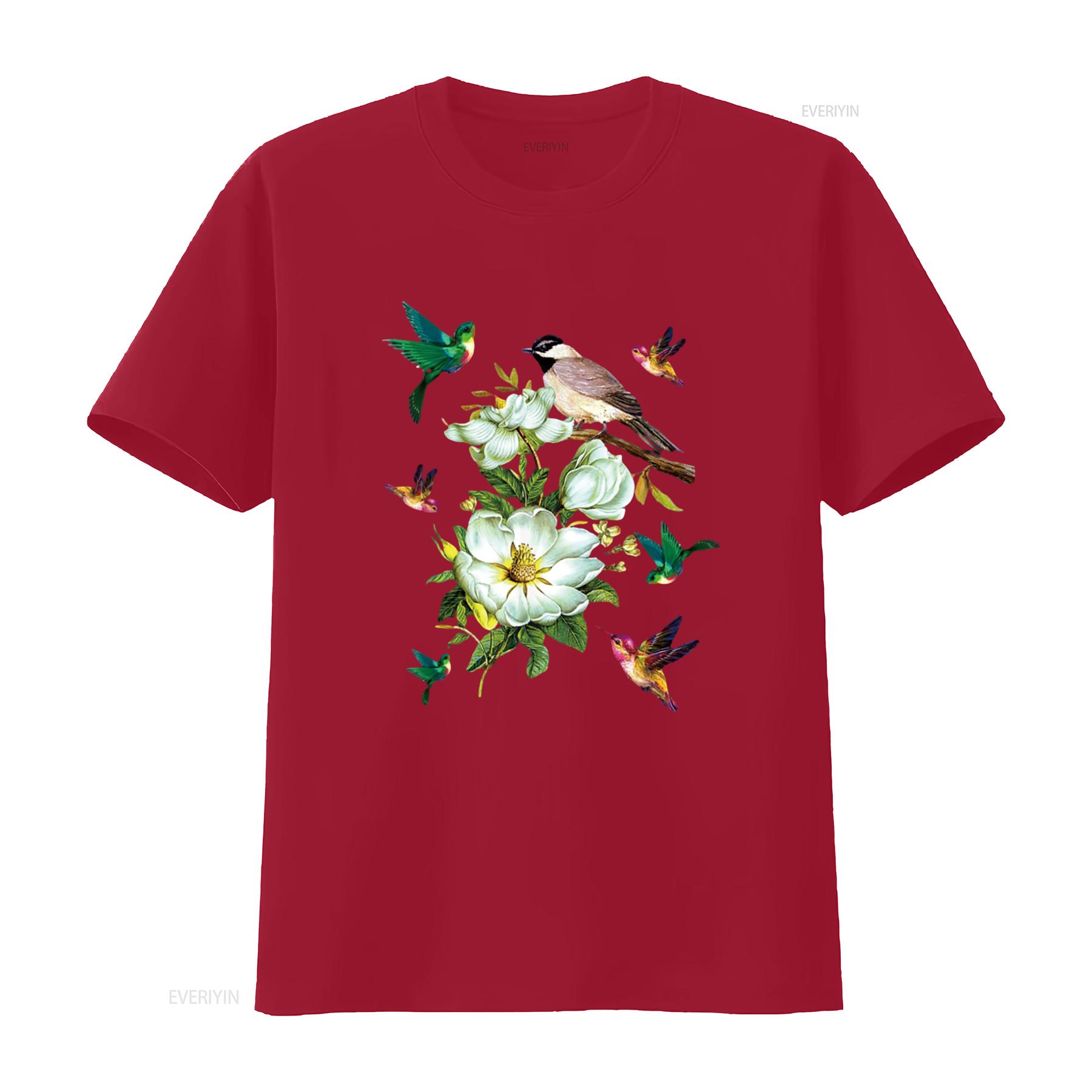 Hummingbird Flowers T Shirt Lover Kids Black vintage Washed graphic Versatile streetwear Unisex Slightly Soft designer clothes S