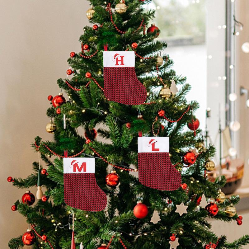 New Cross-Border Christmas Stockings: Festive Red English Letter Party Pendants for Kids