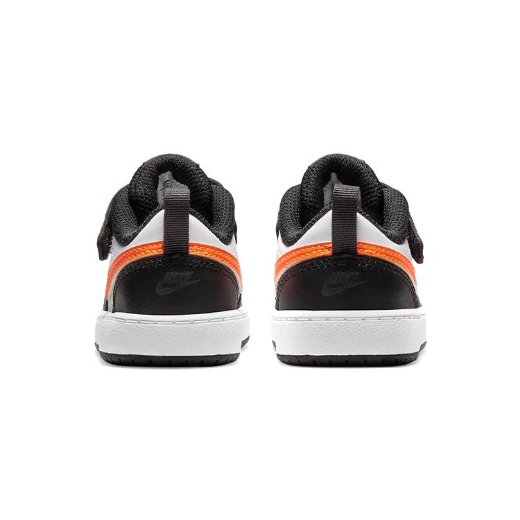 Nike Court Borough Low 2 Low Top Skateboard Shoes Black White Orange Infant And Toddler BQ5453-115