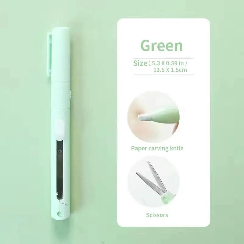 1 stück Mini Tragbare Schere Papierschneider Messer 2 In 1 Multifunktionstasche Stiftform Scrapbooking Schnitzen Schneidekunstwerkzeuge