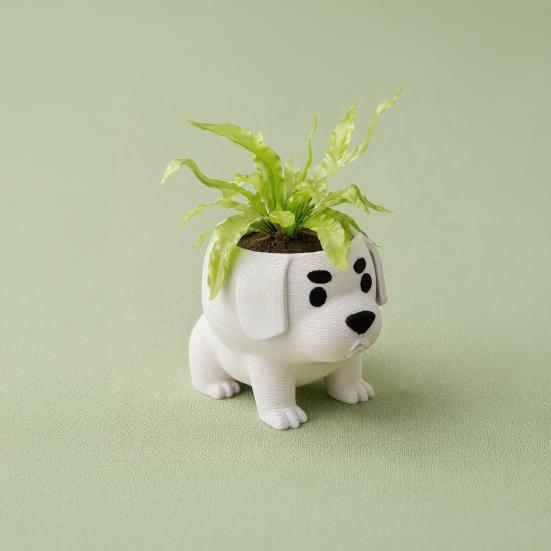 Dog Shaped Planter 2 Pcs Pot, Funny 3D Printed Animal Planter, Healing Desk Decor Cute Puppy Flower Pot for Home Office Indoor Outdoor Micro Landscape