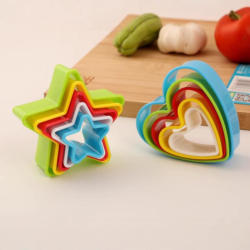 Love Five-pointed Star Round Square Fruit Slicer Cookie Mold Baking Cake Decoration Set