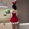 Red Bunny Girl Temptation Dress - Sexy New Year Christmas Lingerie with Removable Battle Robe