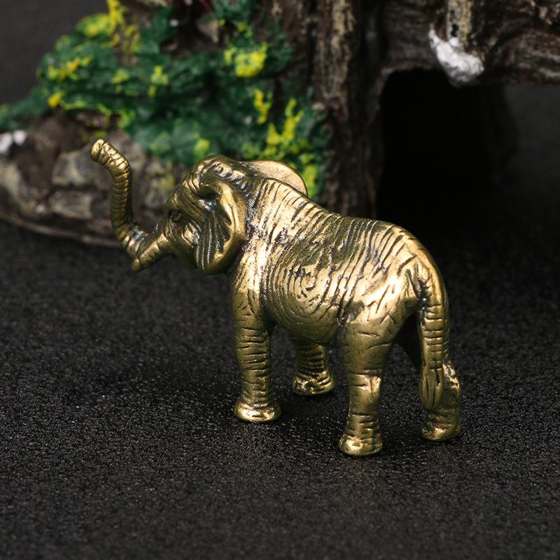 Bronze Minature Elephant Figurines Tea Pet Table Ornament Decorations Copper Animal Crafts Miniatures Home Decor Living Room