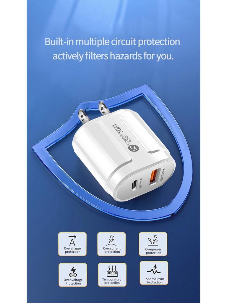 Cross-border Dual-Port PD20W Fast Charger for Huawei Super Fast Charge & Apple Devices.