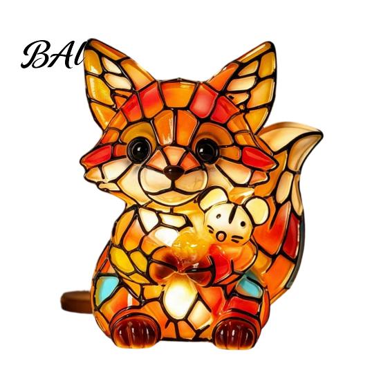 Unique Animal Shaped Desk Light Vintage Stained Glass Style Lamp, Cute Night Light, Decorative Cozy Warm for Reading Lamp Bedroom Bedside Kids