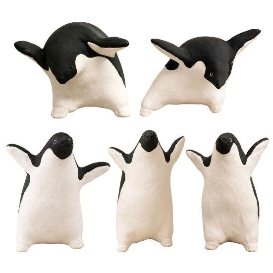 Compact Wildlife Statues Cute Penguin Figurine, Nordic Style Small Animal Statue, Whimsical Playful Home Embellishments Desk Shelf Tabletop